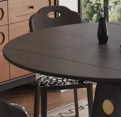 59 inch ash wood extendable round dining table for small space
