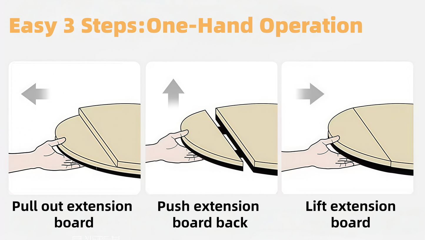 One-hand extension mechanism for ash wood dining table
