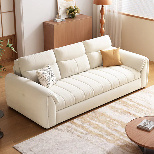 Japanese Style 2-in-1 Folding Sofa Bed with Storage, Pet-Friendly Fabric, Solid Wood Frame