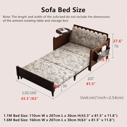 3-in-1 Convertible Sofa Bed with Side Table for Small Spaces -- SOFA BED -
