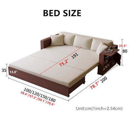 Multifunction Sofa Bed with Remote Controlled Lifting Coffee Table