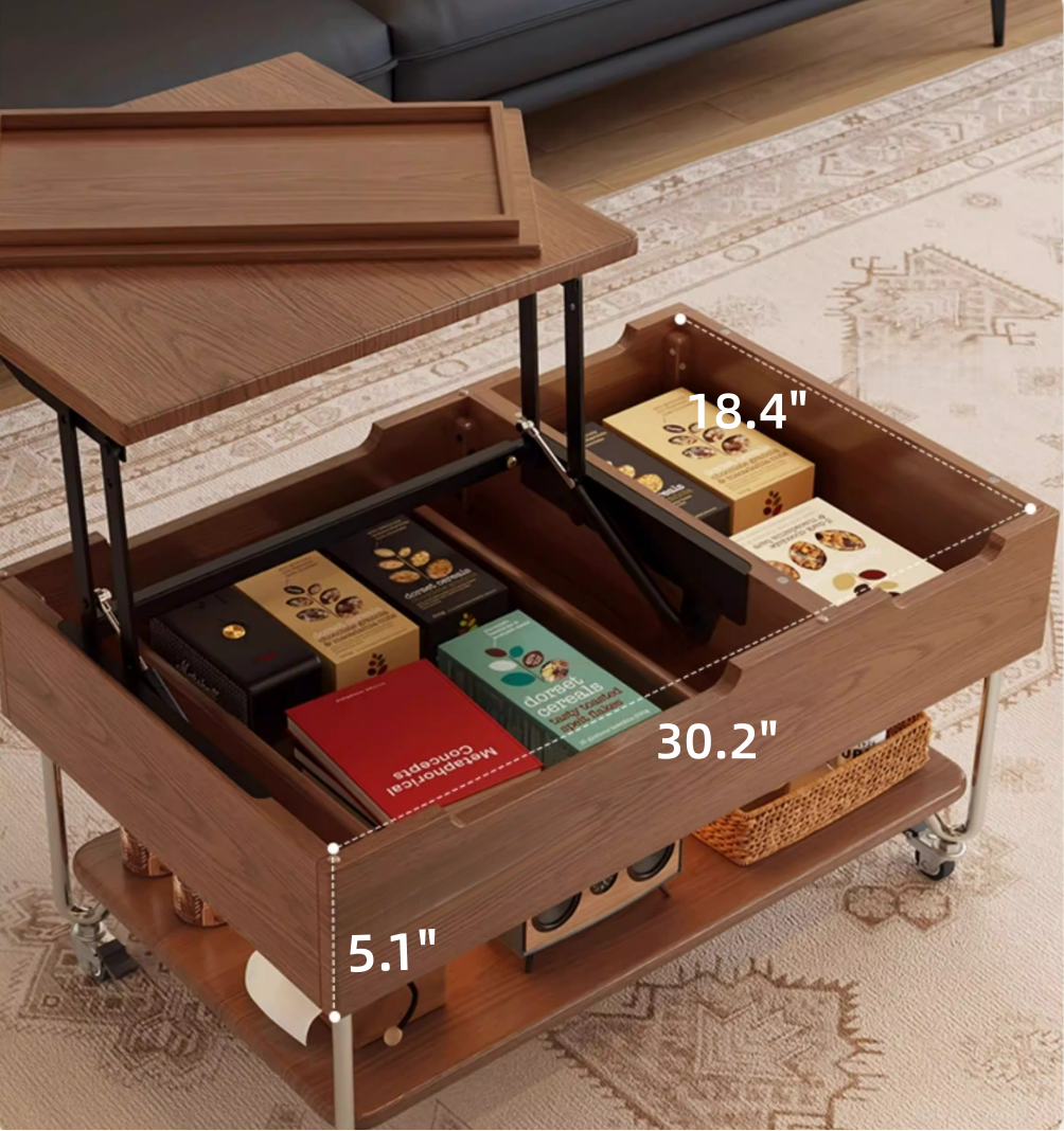Rubberwood coffee table with storage lifestyle image
