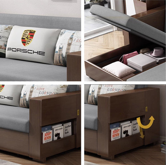 Convertible Sofa Bed and Lounge Chaise Set with Underneath Storage