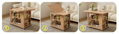 Easy assembly guide - space-saving table cart with 4 wheels installation