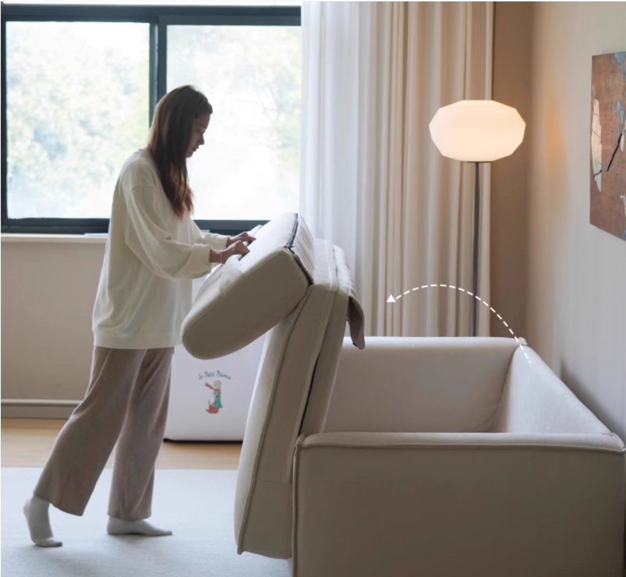 Nordic Minimalism Chenille Fabric Floor Sofa Bed