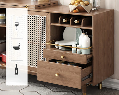 Folding Expandable Dining Table with Side Cabinet & 4 Chairs for Small Apartments