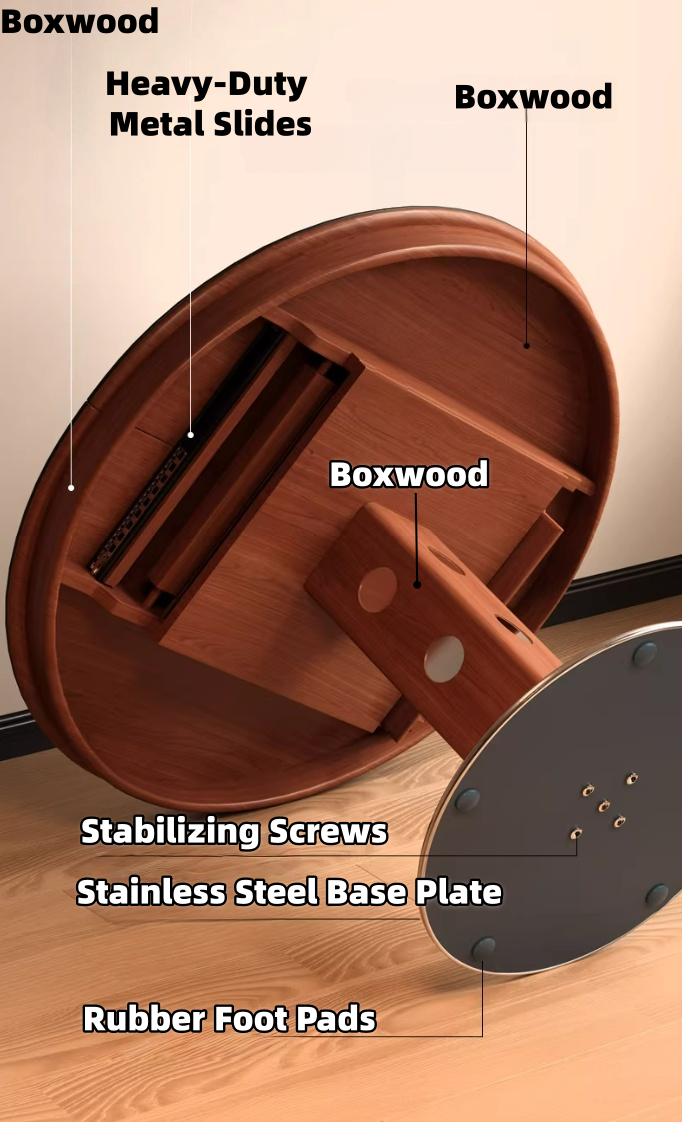 55" Round Extendable Dining Table with Solid Boxwood 2026
