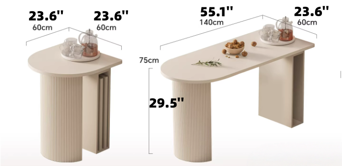 Oval Extendable Dining Table for Small Apartment | 2 to 6 Extendable Dining Table Set