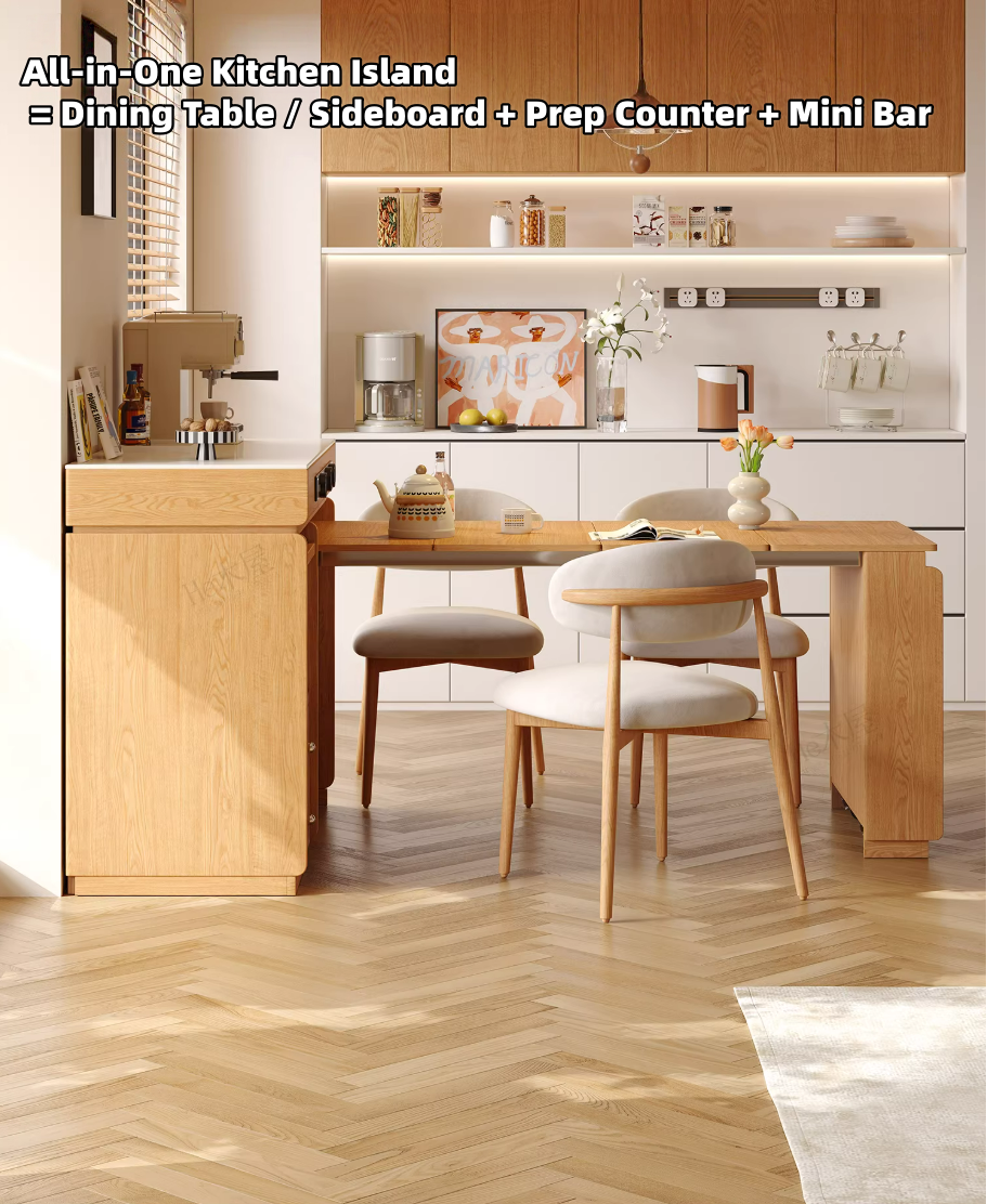 47" Extendable Kitchen Island Dining Table for Small Spaces