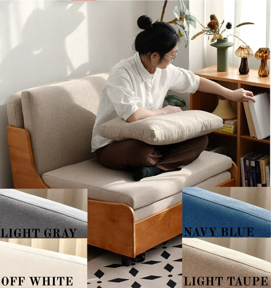 Large Single Sofa Bed for Small Spaces, Natural Linen Comfort -- SOFA BED -
