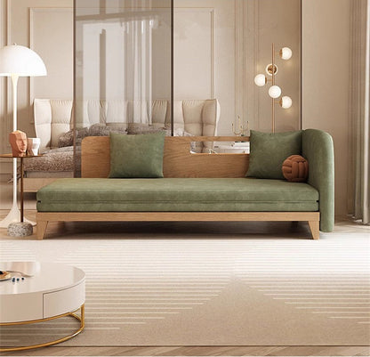 Pull Out Sofa Bed with Backrest and Single Armrest-natural color