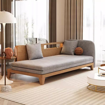 Pull Out Sofa Bed with Backrest and Single Armrest-natural color
