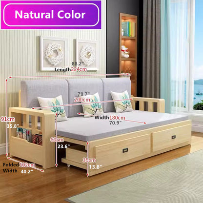 Modern Full Size Sleeper Sofa with Detachable Mattress and Storage Underneath