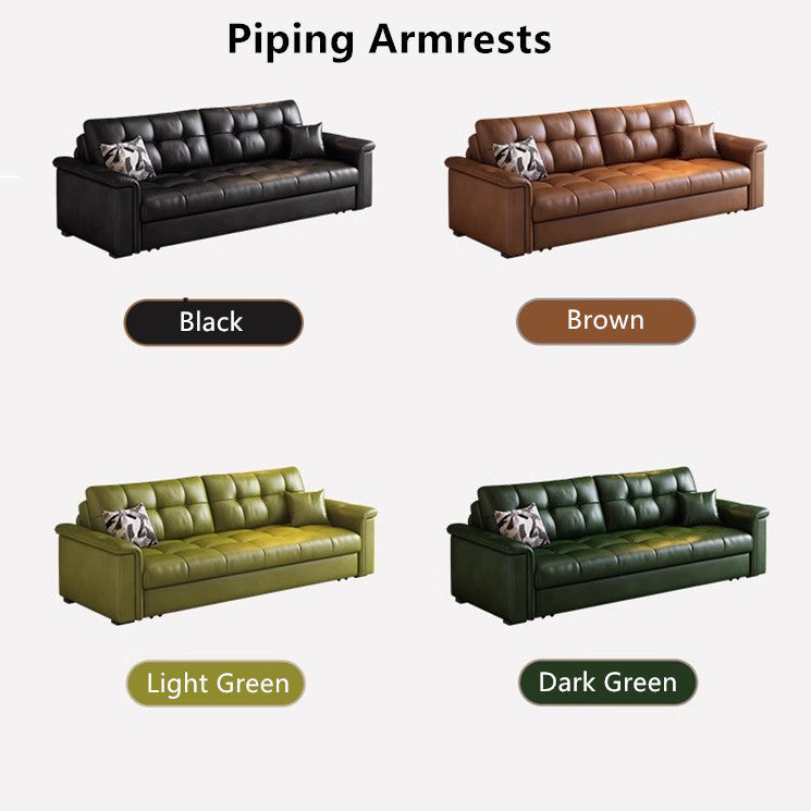 Retro Leathaire Fabric Pull Out Sofa Bed with Underneath Storage