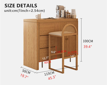 L Bar Table With Both Side Storage Buffet Sideboard Cabinet