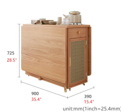 Double Drop Leaf Dining Table With 4 Foldable Chairs