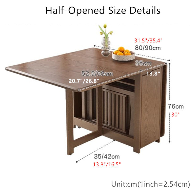 55" and 67" Solid Oak Wood Double Drop Leaf Dining Table with Chairs