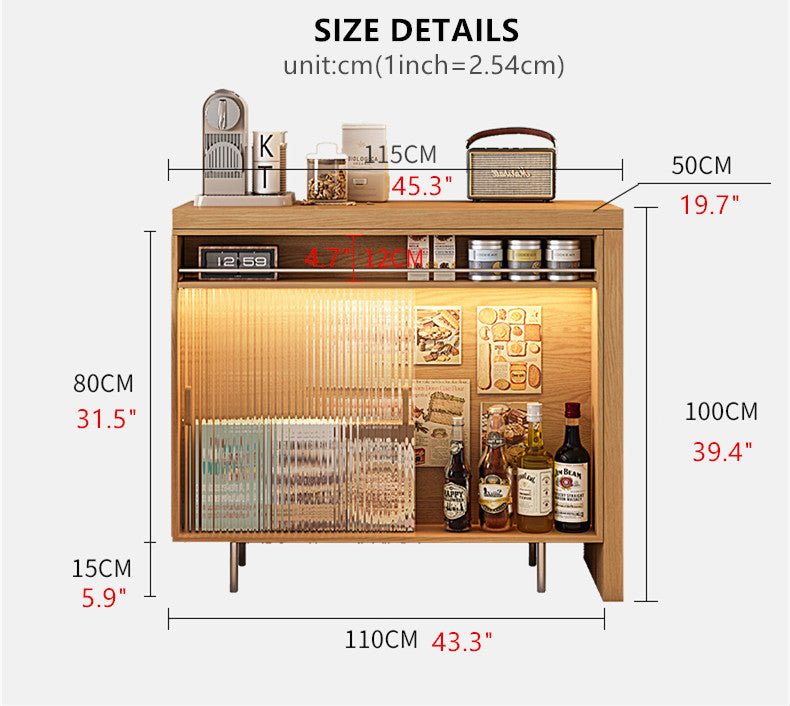 L Bar Table With Both Side Storage Buffet Sideboard Cabinet