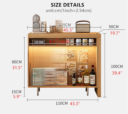 L Bar Table With Both Side Storage Buffet Sideboard Cabinet