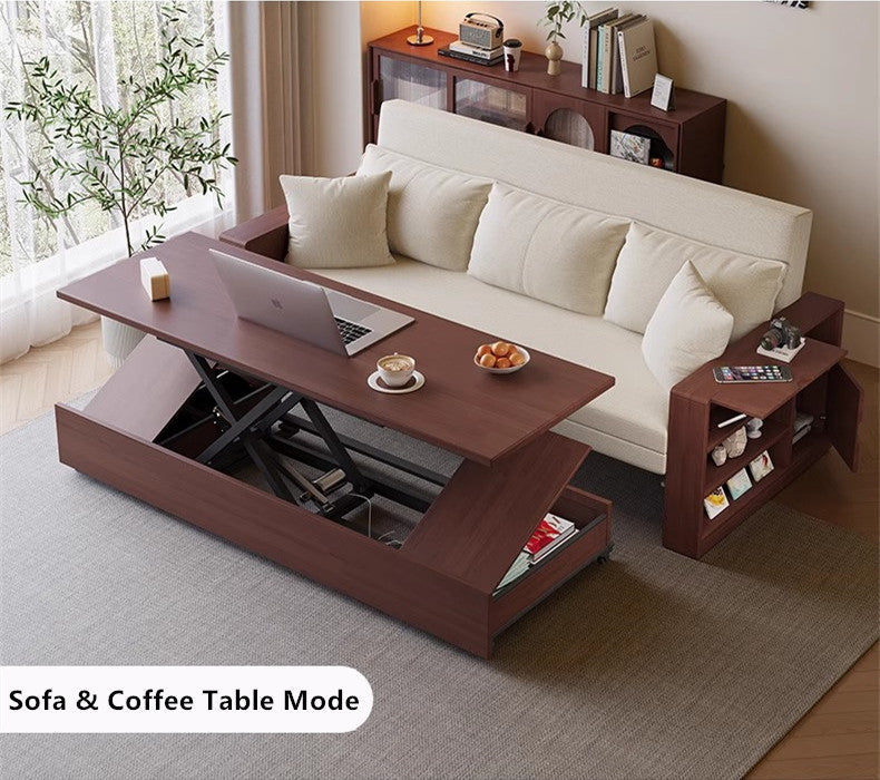 Multifunction Sofa Bed with Remote Controlled Lifting Coffee Table