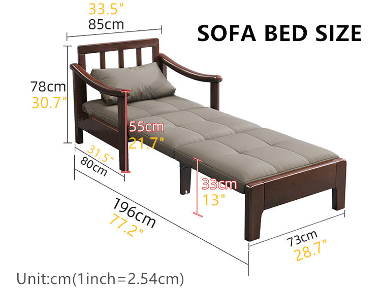 2-In-1 Solid Wood Love Seat Sleeper Sofa Bed