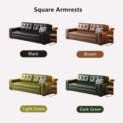 Retro Leathaire Fabric Pull Out Sofa Bed with Underneath Storage