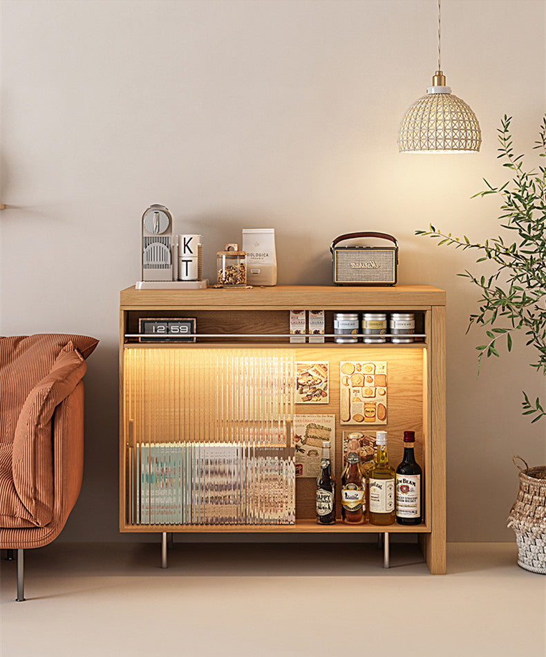 L Bar Table With Both Side Storage Buffet Sideboard Cabinet