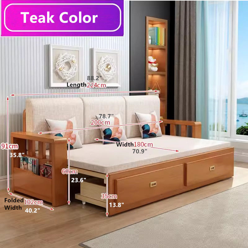 Modern Full Size Sleeper Sofa with Detachable Mattress and Storage Underneath