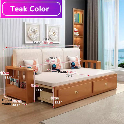 Modern Full Size Sleeper Sofa with Detachable Mattress and Storage Underneath