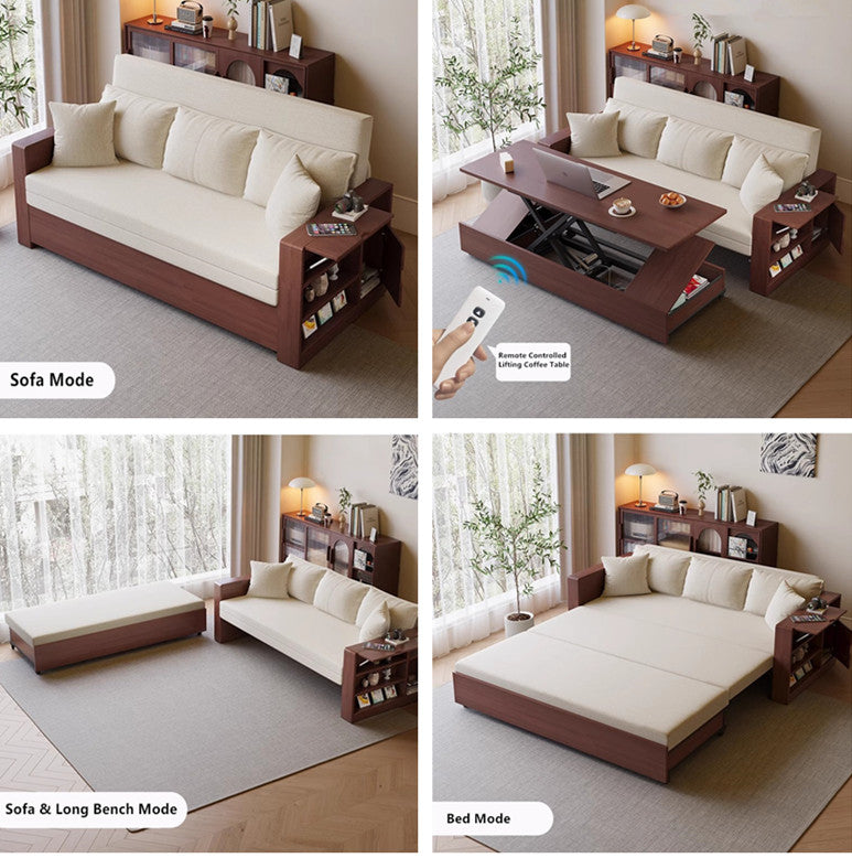 Multifunction Sofa Bed with Remote Controlled Lifting Coffee Table
