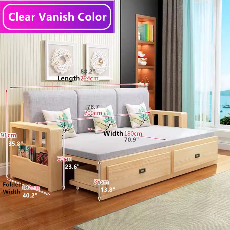 Modern Full Size Sleeper Sofa with Detachable Mattress and Storage Underneath