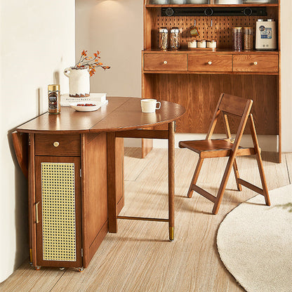 Double Drop Leaf Round Table with 4 Folding Chairs