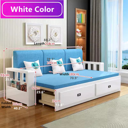 Modern Full Size Sleeper Sofa with Detachable Mattress and Storage Underneath